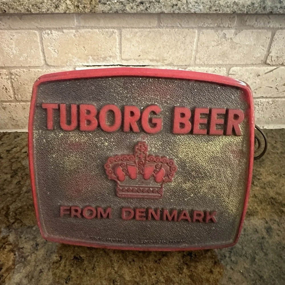 VTG Hollis Press Sign Tuborg Beer From Denmark 7x6 Inch USA Made LIght Up AS IS